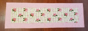 New~ Pink Romance Love Table Runner Quilt 16 x 32 Quilted Spring Wedding Bridal - Picture 1 of 3
