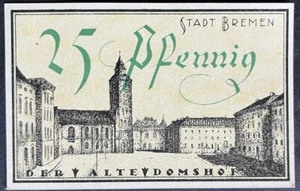 25 Pfennig Stadt Bremen 1921 Serienschein Gutschein Notgeld #15.05.b* - Bild 1 von 2