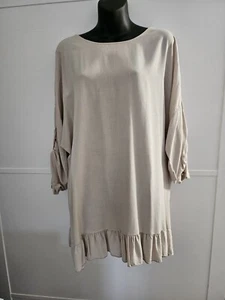 Izabelle London Ladies Beige Nude Frilly Blouse Size 16,18,20,22,24 - Picture 1 of 6