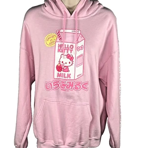 Hello Kitty Sanrio Strawberry Milk Pullover Hoodie Sweatshirt Erwachsene Small rosa - Bild 1 von 11