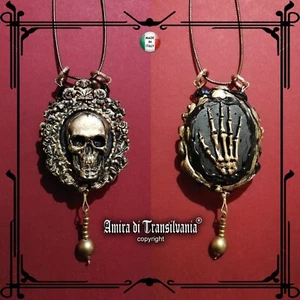 gioiello pendente amuleto teschio osa ciondolo magico gotico vintage uomo donna - Picture 1 of 24