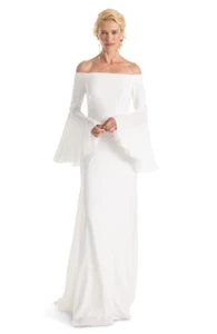 JOANNA AUGUST Bowie Off the Shoulder Bell Sleeve Gown Sz. 14 (White) 151763 - Picture 1 of 3