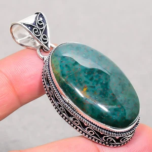 Bloodstone Gemstone Handmade Ethnic Gifted Jewelry Vintage Pendant 2.10" SR 2922 - Picture 1 of 7