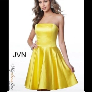 NEW JOVANI short cocktail yellow satin mini dress style JVN1717 size 2 - Picture 1 of 12