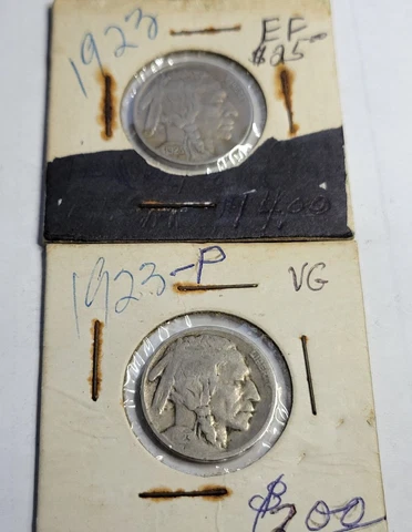 Lot of 2 1923P  Buffalo Nickel 5c 1) XF 1) VG 230775 Cover