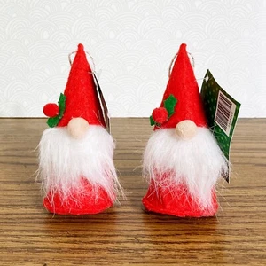 Wichtel Tomte Elfe Weihnachtsmann Weihnachtsschmuck 2er Set rot Filz Plüsch - Bild 1 von 5