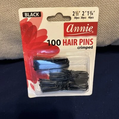 COMBO DE 100 ALFILERES DE PELO ANNIE NEGRO 1-3/4", 2" Y 2-1/2" #3317 PUNTA DE BOLA Foto 1 de 2