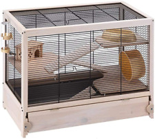 Hamster Habitat Cage Sturdy Wooden Structure Black