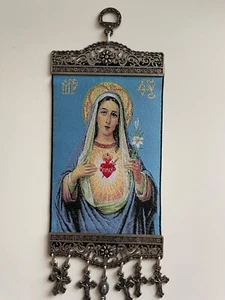 Devotion to the Immaculate Heart of Mary Tapestry Wall Hanging With Crosses - Picture 1 of 13