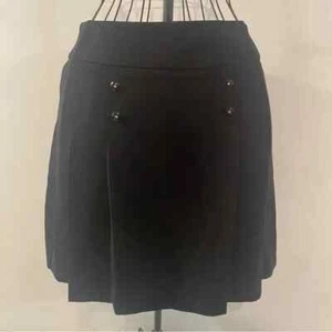 Versatilite schwarz Plissee Midi A-Linie Rock vier Knöpfe vorne Design Gr 12 - Bild 1 von 7