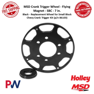 MSD 7 in. Crank Trigger Wheel W/ Centering Ring Black For Small Block Chevrolet - Image 1 of 4