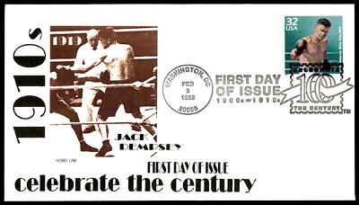 1998 Jack Dempsey Title FDC Celebrate the Century Hobby Link Cachet - Image 1 of 2