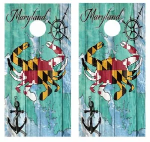 Involucri tavola cornhole a tema granchio blu Maryland LAMINATO GRATUITO #3923 - Foto 1 di 4