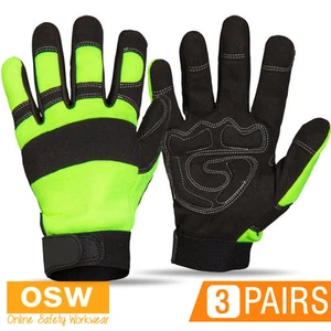 3 PAIRS X BUILDER MECHANIC SPANDEX FOAM PADDED ANTI VIBRATION SAFETY WORK GLOVES - Picture 1 of 4