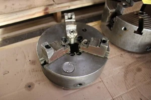 CHUCK, 10" dia., 3-jaw self centering, w/ 2-1/4" thru bore, flat back - Picture 1 of 1