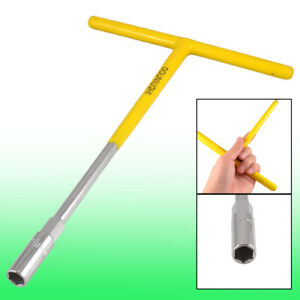Rubber Coated T Handle 10mm Hex Hexagon Socket Wrench Spanner Tool Yellow