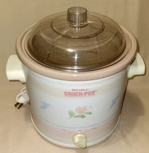 RIVAL CROCK POT Stonware Schongarer 3,5 Quart Rosa Modell 3100/2 Pastell Blumen - Bild 1 von 8