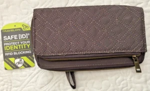 Travelon Safe ID rfid blocking gray full zip clutch - Picture 1 of 2