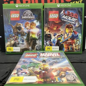 Lego Marvel Super Heroes Lego Movie & Lego Jurassic World Xbox One VGC FREE POST - Picture 1 of 24