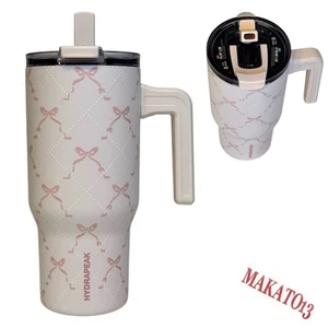 Vaso botella de agua aislado HYDRAPEAK Pink Bow Voyager 25 OZ con tapa y pajita - Imagen 1 de 9