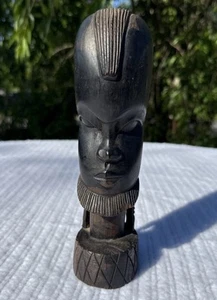 "Escultura facial tribal africana tallada a mano en madera hecha en Kenia altura 9,5""" - Imagen 1 de 11