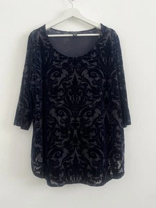 Karen Kane Damen blau Samt Burnout Langarm Top Bluse Gr. 3X Goth Witchy - Bild 1 von 6