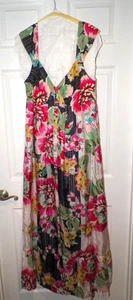 VINTAGE JOHNNY WAS SILK BUTTON FRONT MAXI DRESS SZ L NWT - Picture 1 of 8