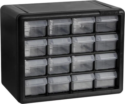 Akro-Mils 10116 16-Drawer Plastic Drawer Storage Cabinet for Garage Black  - Image 1 of 4