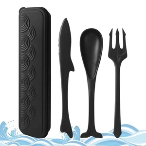 Reusable Camping Utensils Set1 Set Ocean Themed Portable Travel Cutlery Set w... - Picture 1 of 7