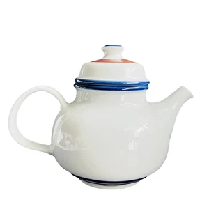 Vintage Arabia Finland Peter Winquist weiß braun blau Keramik Teekanne LESEN - Bild 1 von 20