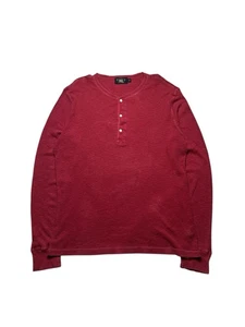 Double RL RRL Ralph Lauren Shirt Men’s Red Henley Waffle Knit Size Xlarge - Picture 1 of 13