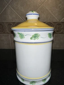 HEREND VILLAGE POTTERY Canister CRISPIN Elizabeth Roache Hand Painted Jar 1993 - Picture 1 of 7