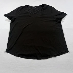 Lululemon Love Tee V Neck T-Shirt Women Black Short Sleeve Casual Cotton Sz 12 - Picture 1 of 8