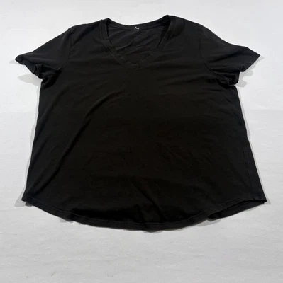 Lululemon Love Tee V Neck T-Shirt Women Black Short Sleeve Casual Cotton Sz 12 - Image 1 of 4