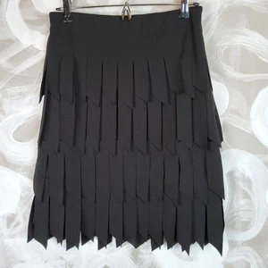 RONNI NICOLE by OUIDA schwarzer kurzer Rock mit Stufen und Fransen Damen Gr. P/S Chic BodyCon  - Bild 1 von 8