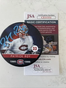 PATRICK ROY HAND SIGNED MONTREAL CANADIENS NHL OFFICIAL ALUMNI PUCK JSA COA - Picture 1 of 2