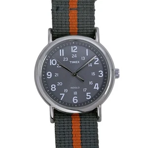 Timex Military Dial Indiglo 39mm Quartz Watch NATO Strap V7 30M Orange Grey - Picture 1 of 8