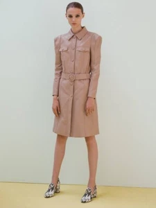 DROMe Lammleder weiches Leder Power Schultern Gürtel taupe Kleid S Made in Italy - Bild 1 von 19