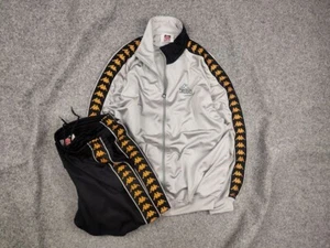 Vintage 90's Kappa Tracksuit Logo Black Gray Jacket Pants Y2K Style - Picture 1 of 16