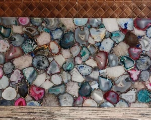 Handmade Mix Agate Table Top for Coffee Table, Side table Mix Agate Bed Side Dec - Picture 1 of 5