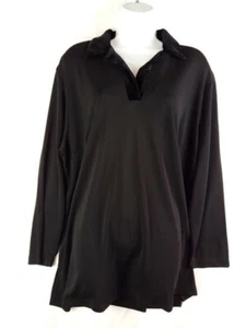 Women's Liz Claiborne Black Tunic Blouse with Velvet Neckline Size 2P New - Picture 1 of 9