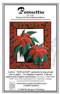 POINSETTIA ~ 23" X 26" ~ Diseñado por Eileen Bahring Sullivan ~ Método de coser y voltear - Imagen 1 de 3