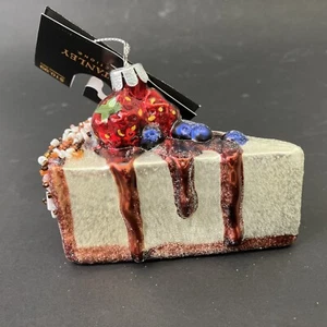 Robert Stanley Glass Christmas Tree Ornament Cheesecake With Toppings Dessert - Picture 1 of 18