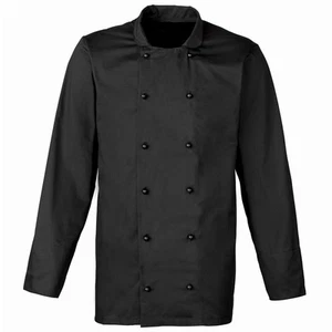 SCHWARZE KOCHJACKE, BANKETTHEMD, KÜCHENMANTEL, BAR, GASTRONOMIE UNIFORM INS12 - Bild 1 von 3