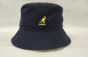 Kangol Washed Cotton Bucket Sun Hat Navy Blue British Medium K4224HT New 1F4 - Picture 1 of 3