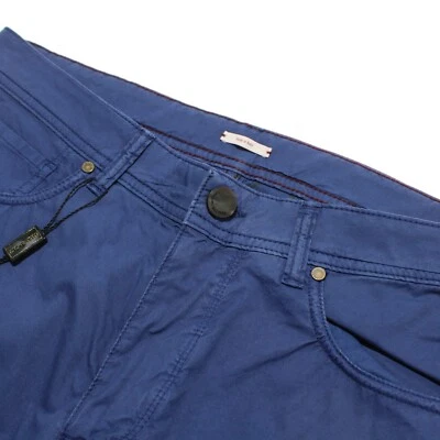 Pantalones de corte de jean de cinco bolsillos Luciano Barbera NWD talla 48 (~ 36 EE. UU.) en azul liso Foto 1 de 4