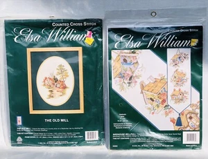 2 Elsa Williams Cross Stitch Kits Old Mill 02065 Birdhouse Bellpull 02093 SEALED - Picture 1 of 2