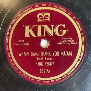 10" 78 RPM-Hank Penny-Jersey Bounce/Wham Bam Thank You Ma'am/King 869 - Imagen 1 de 4