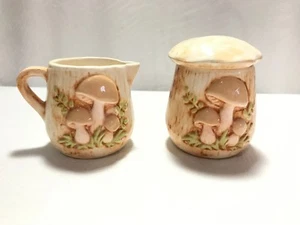 Vintage Arnel's Mushroom Design Creamer Pitcher and Sugar Bowl With Lid - Picture 1 of 4