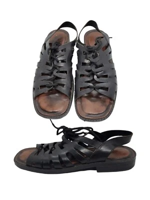 Vintage 90s ROMANO leather shoes fisherman sandals Open Toe sz 7 Made Brazil - Image 1 of 4